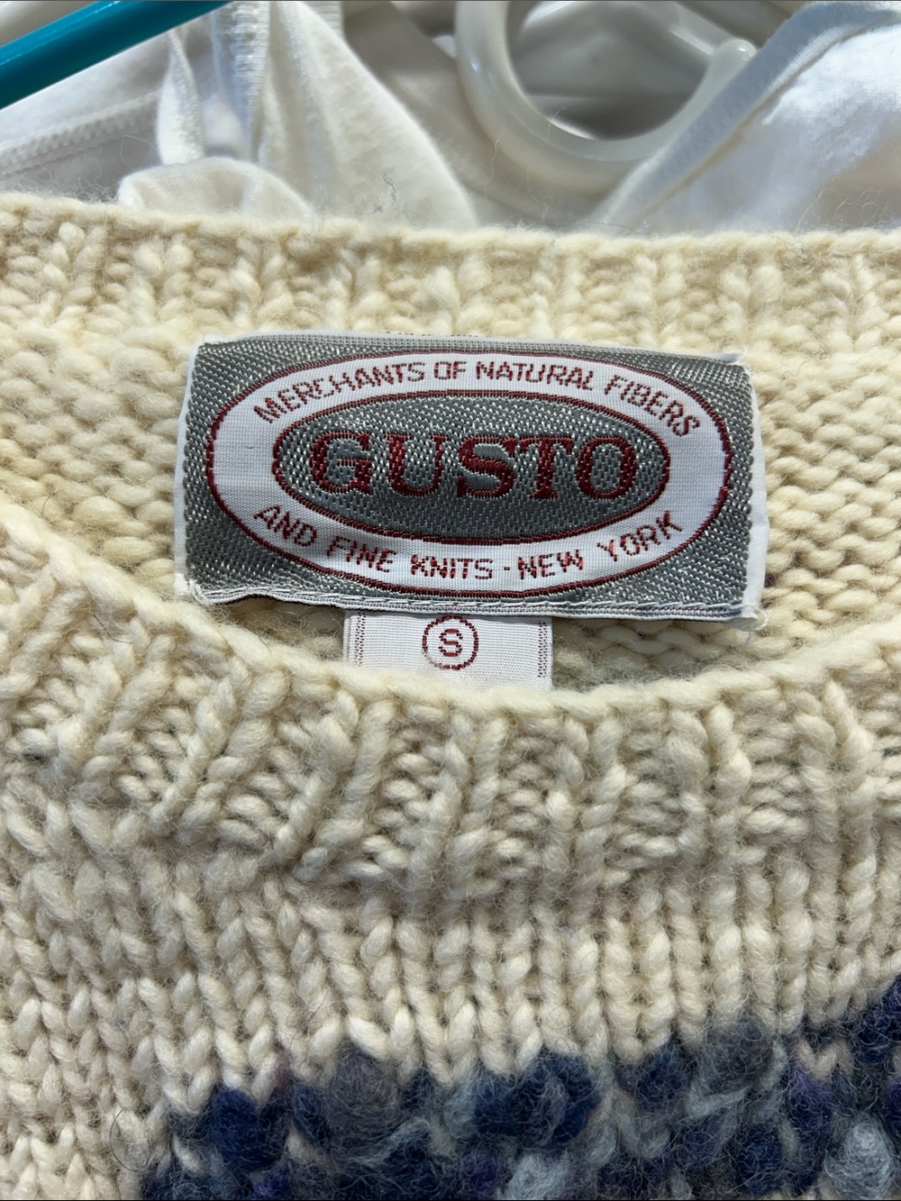 Gusto Handknit Sheep Farm Sweater - Cream, Green, Gray, Tan - Picture 2 of 5